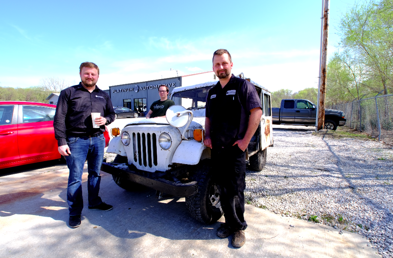 My brothers and I visited our old childhood friend on the right, who now works as a mechanic. Photo: Michael Tracy